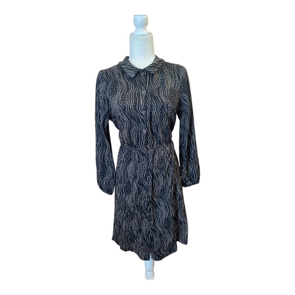 Gundrum Sjoden Swedish Organic Cotton Kleid River Shirt Dress Size Medium Black